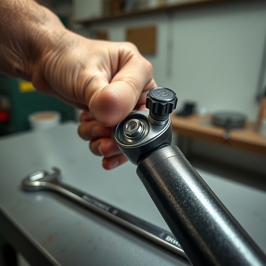 A photorealistic close-up of a Drive Medical Scout steering column showing the tiller adju