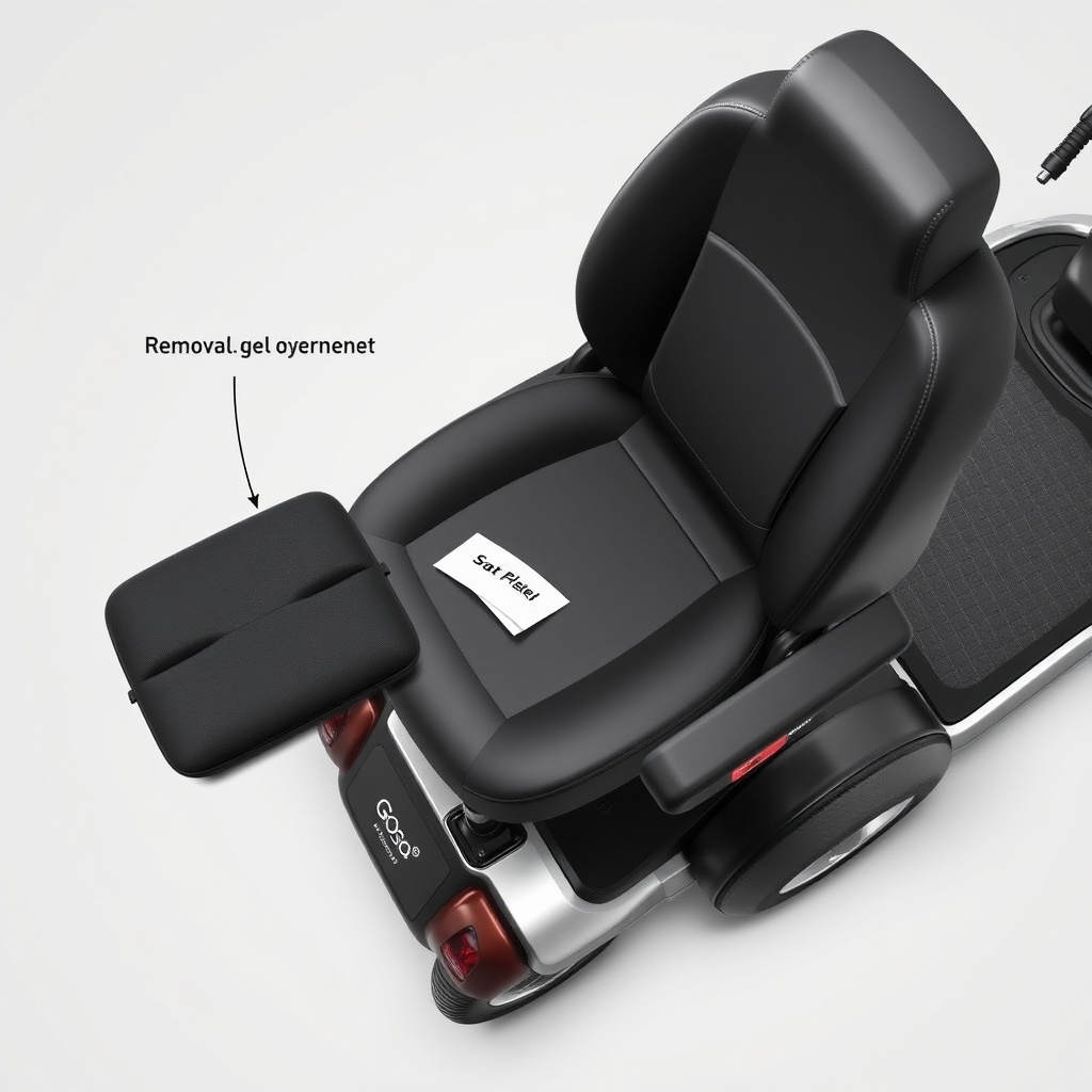 A photorealistic illustration showing a top-down view of the Go-Go Elite Traveller seat wi