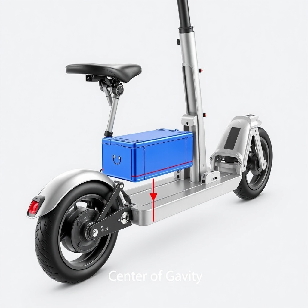 A cutaway illustration of the scooter frame showing the aluminum tubes in gray