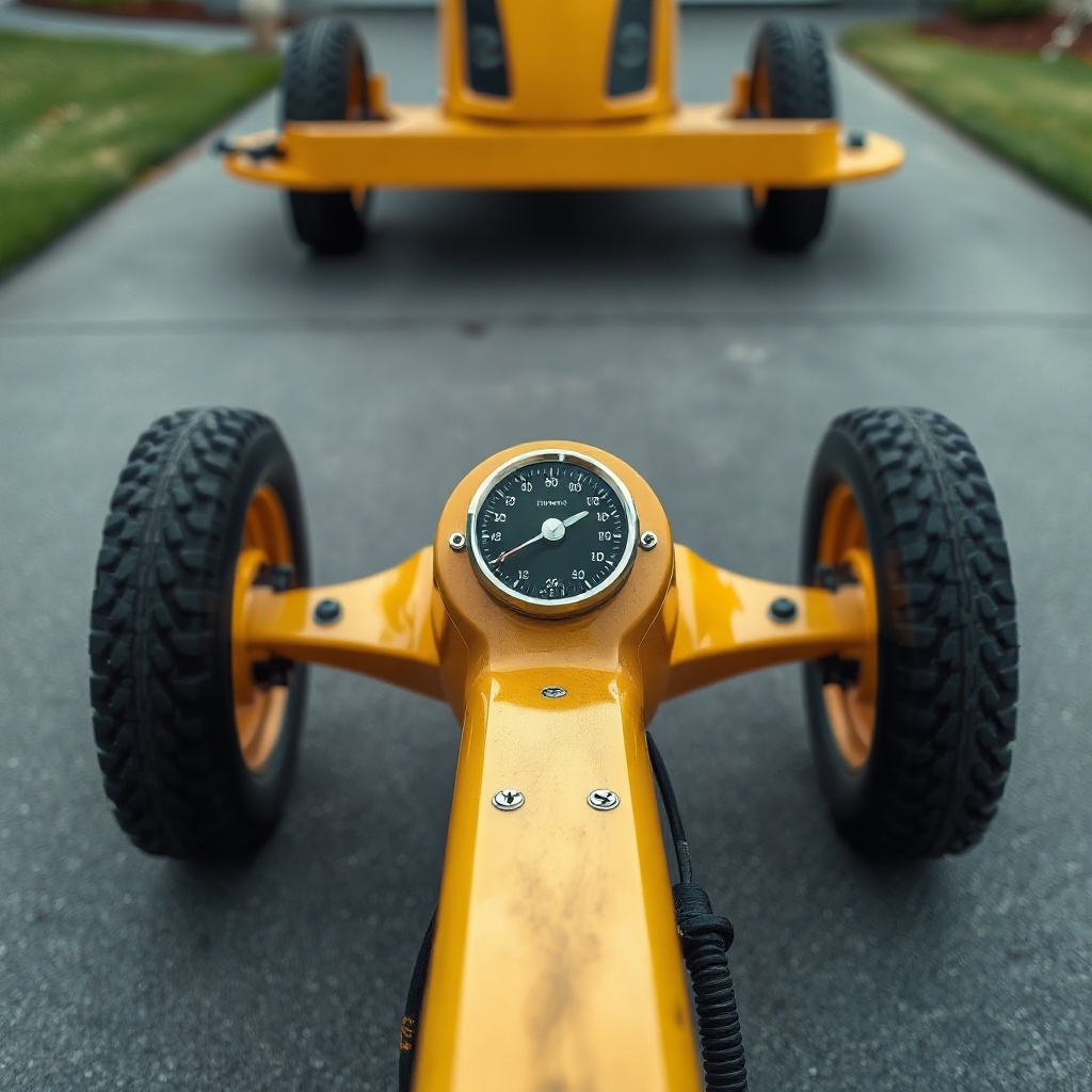 A clean photorealistic photo showing the tiller of a Golden Buzzaround with the speed dial
