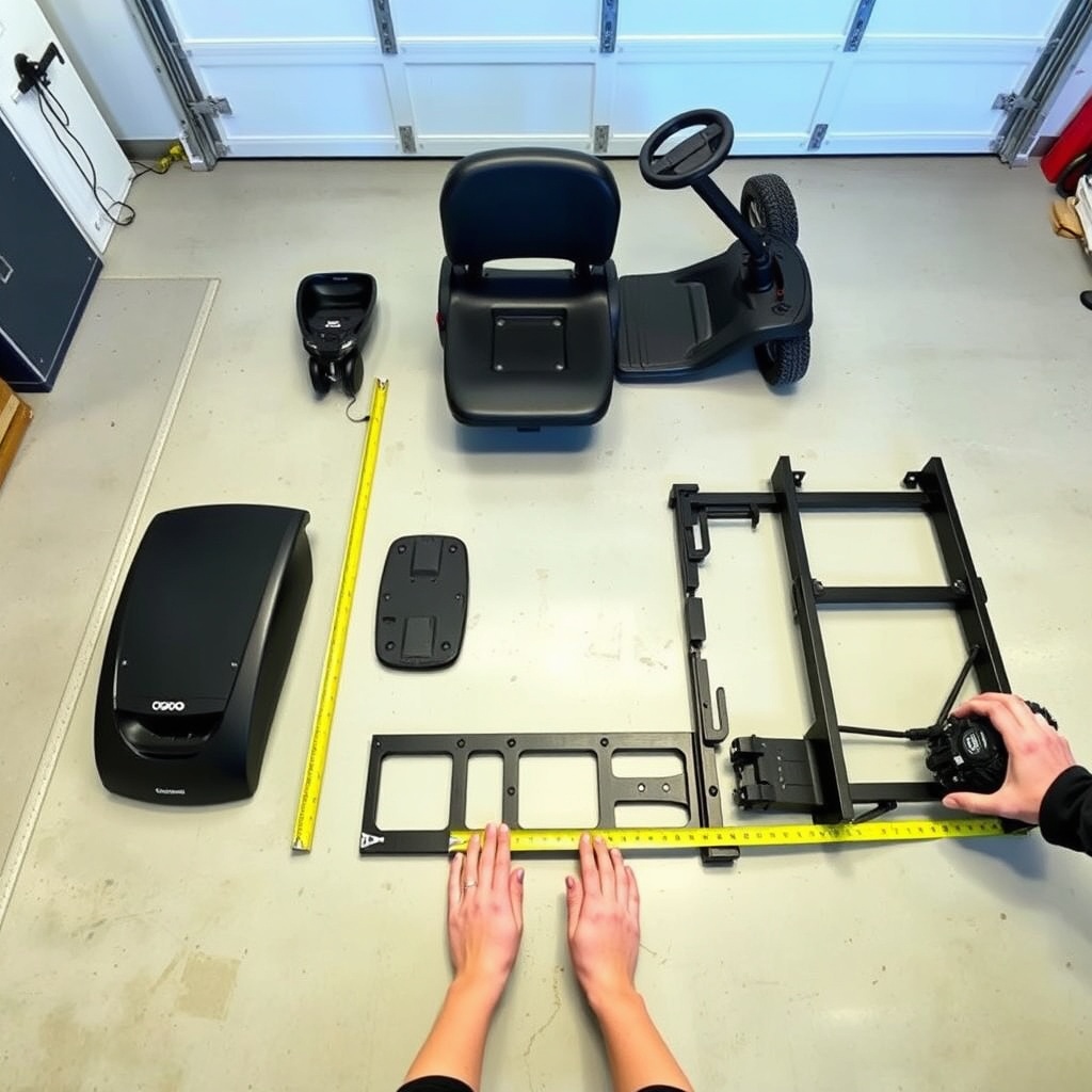 A photo showing the five disassembled parts of a Go-Go Elite Traveller lined up on a clean