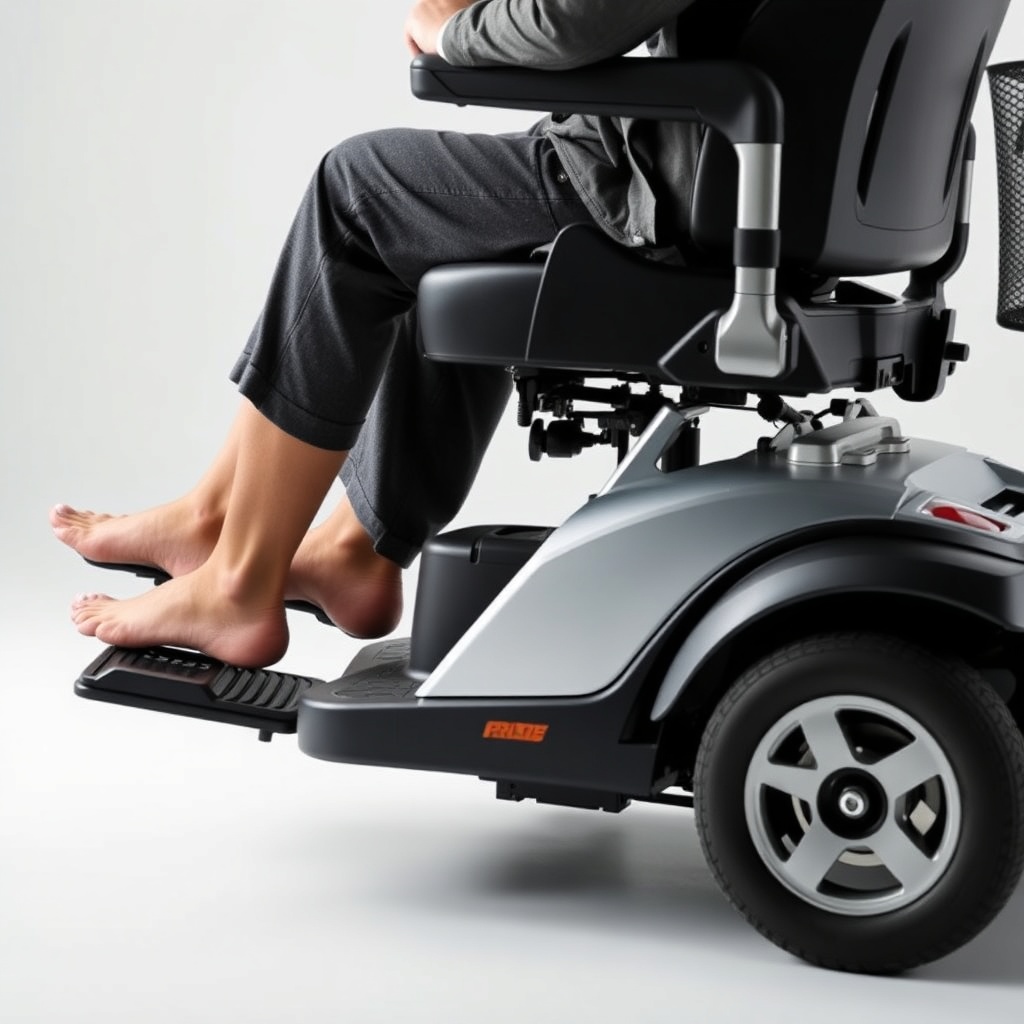 A clean photorealistic photo of a Pride Mobility Go-Go Elite Traveller