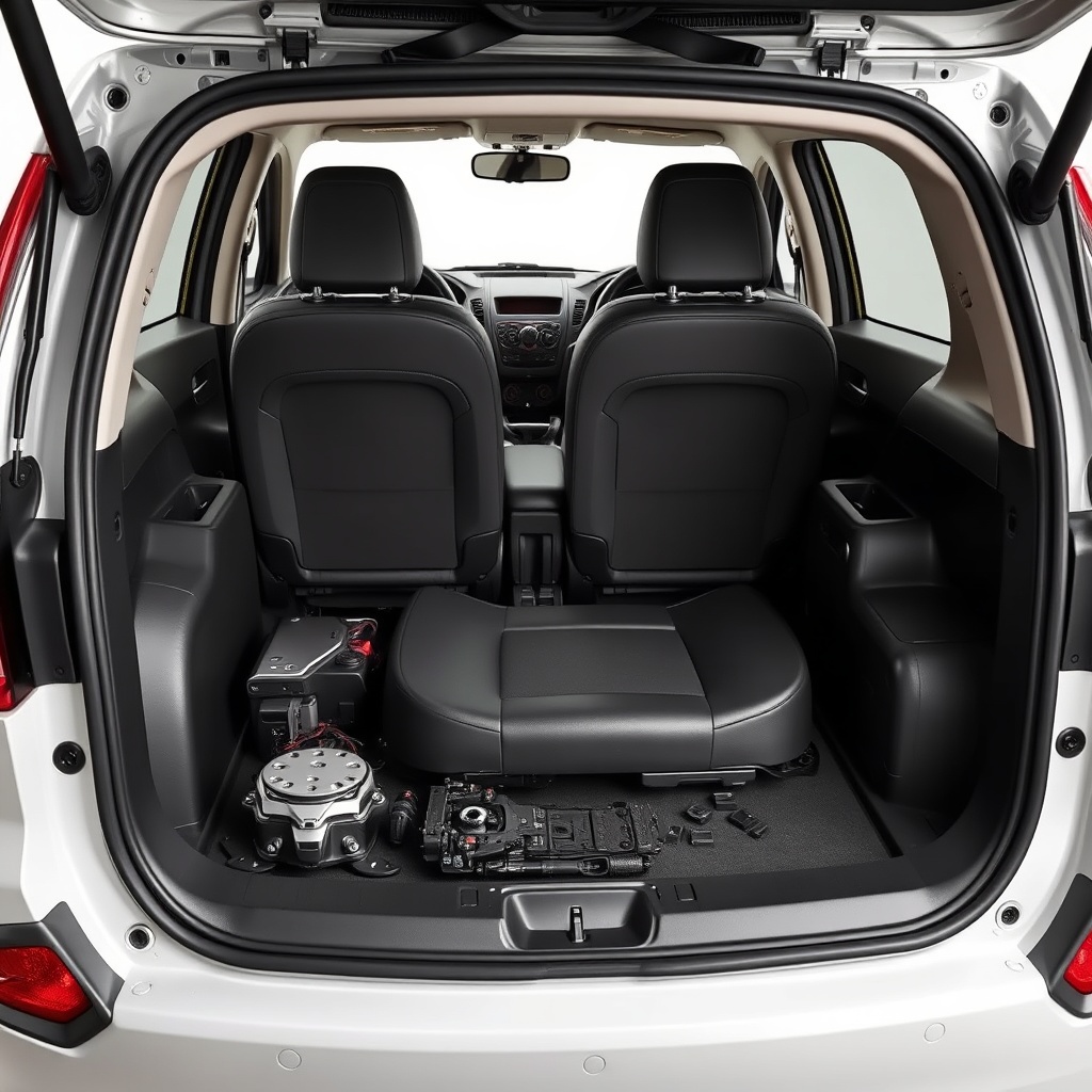 photo of a disassembled Go-Go Elite Traveller components neatly arranged inside the boot o