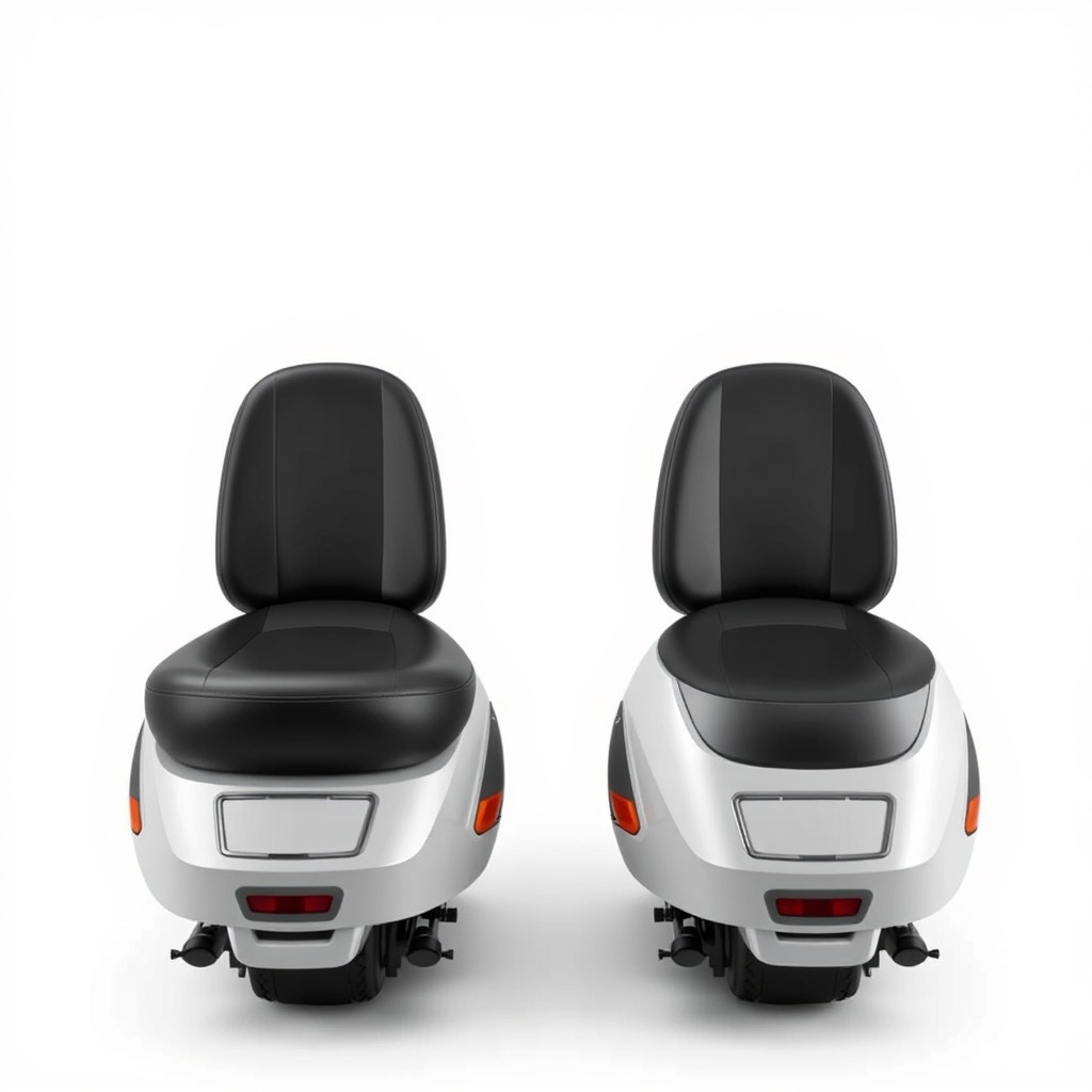 <clean photorealistic photo/illustration of two scooter seats side by side
