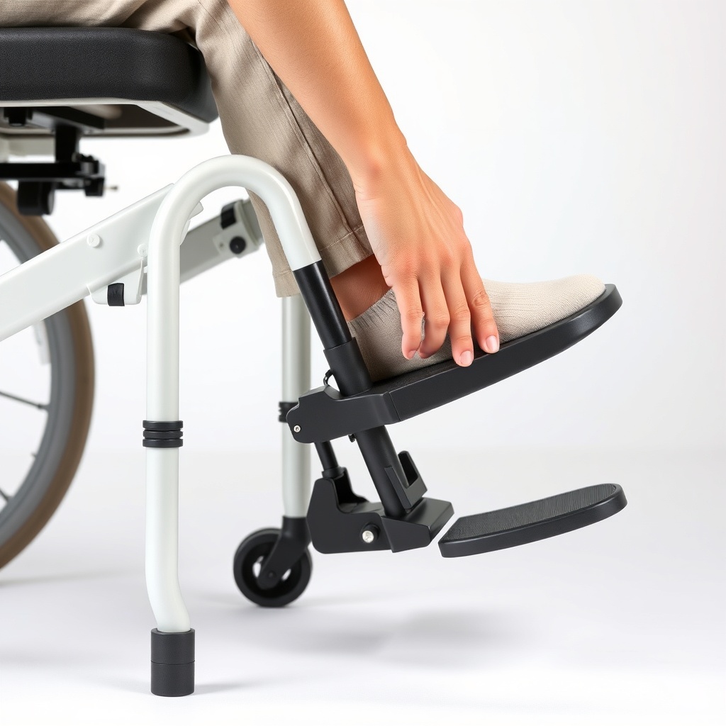 <clean photorealistic photo showing a side angle of Drive Medical Scout footrest being man