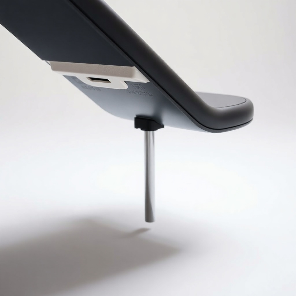<clean photorealistic photo showing a Drive Medical Scout footrest in upright folded posit